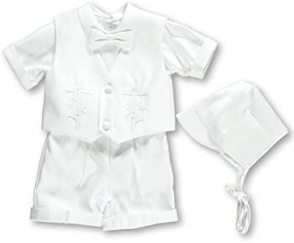Kaifer Baby Boys' "Vines on Crosses" 4-Piece Christening Tuxedo - white, 12