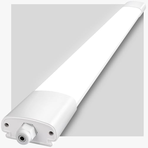 IEGLED Wet Room Lamp LED 90 cm, 30 W 3300 LM Wet Room Light with 4000 K Neutral White, IP65 Waterproof LED Ceiling Light, Flat Lamp as Garage Lamp, Workshop Lamp, Kitchen Lamp, Cellar Light
