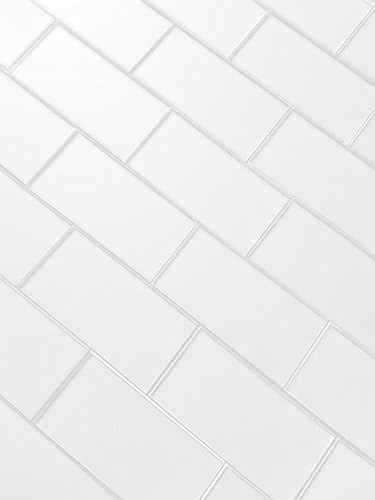 Abolos AMZFOM0306-EW Matte Glass Subway Tile, Kitchen, Bathroom Backsplash Home, 5 sq. ft., 3" W x 6" L, White, 40 Piece