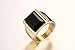 Fashion Stainless Steel Gold Plated Vintage Square Black Agate Signet Rings for Men, Gold,Size 13