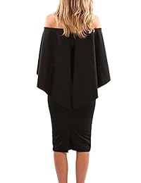 Alvaq vestido lujoso a media pierna con manga tipo murciélago, con hombro descubierto, (4 colores), para mujer