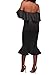 AlvaQ Womens Sexy Off Shoulder Evening Foraml Mermaid Ruffle Club Midi Dress Plus Size Party XX-Large Black