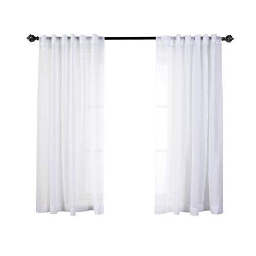 Mysky Home Back Tab And Rod Pocket Window Crushed Sheer Curtains