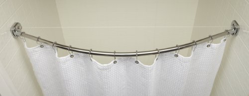 Hookless Crescent Suite Curved Shower Rod with Retractable Clothesline, 60-Inch, Polished Finish