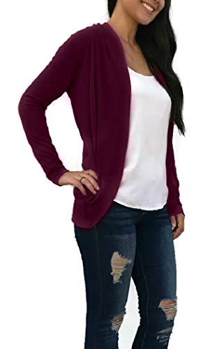 Womens Open Front Lightweight Knit Cardigan Sweater High-Low Long Sleeve