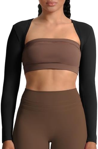 Coloquin Women Bolero Shrug Long Sleeve Open Front Workout Ballet
