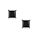 Black Square AAA CZ Solitaire Brilliant Princess Cut Stud Earrings For Women For Men Screwback More Sizes