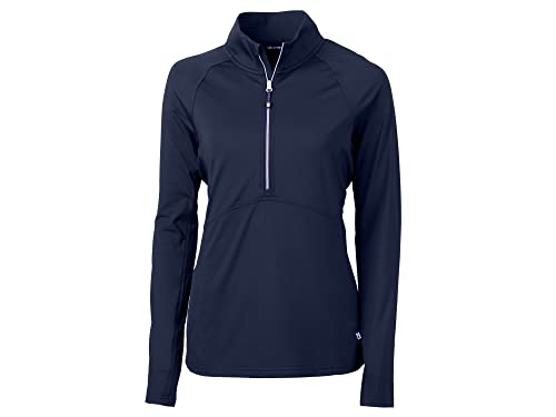 Cutter & Buck Women's Long Sleeve Adapt Eco Knit Half Zip Pullover Shirt, Navy Blue, Medium