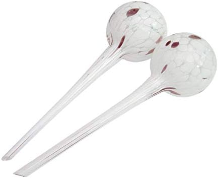 Calunce Set of 2 Hand Blown Colorful Self Watering Globes for Indoor or Outdoor Plants, Decorative (Purple in White)