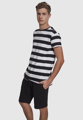 Herren Block Stripe Tee T-Shirt, Blk/Wht, Medium (Herstellergröße: M)