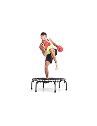 JumpSport 350f trampolín para hacer gimnasia, el mejor aparato para saltar sin tambaleo, con calificación alta por calidad y durabilidad, cuerda elástica de primera calidad de larga duración, salto más silencioso. Incluye 4 videos de ejercicios con música