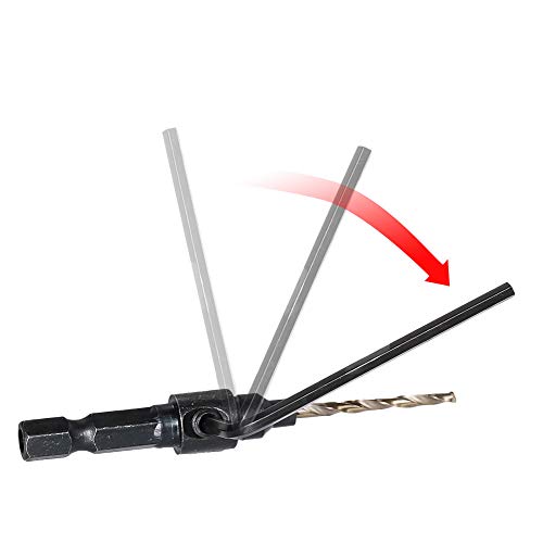 KingBra Juego de 6 brocas avellanadas de acero de alta velocidad, 5, 6, 8, 10, 12 mm, ajustable, de cambio rápido, con… - Imagen 4