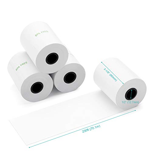 Mionno BPA Free Thermal Paper Rolls, 20 Rolls 3 1/8" x 230' Cash Register and POS Receipt Printers Rolls - Premium Quality Credit Card Machine Receipt Tape with Eco-Friendly Recyclable Core