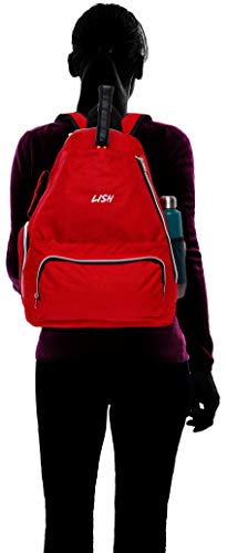 LISH Game Point Tennis Backpack w/ Shoe Compartment - Racket Holder Equipment Bag for Tennis, Racquetball, Squash (Red)