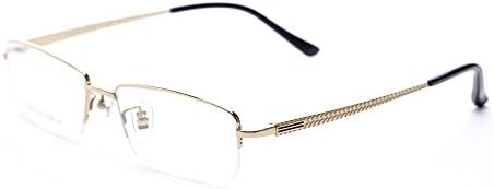 JIEMA Men's Eyeglass Frames Titanium Half Rimless Business Style CJ-960 53-17-140mm 2 Color Gold Grey (gold, 53)