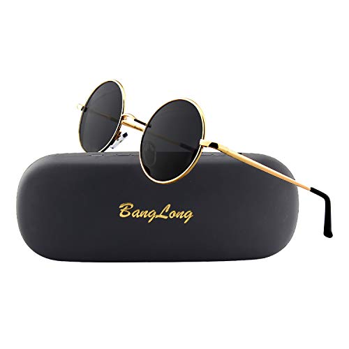 BangLong Runde sonnenbrille Herren Damen, Runde Polarisiert Sonnenbrille Retro Vintage Sunglasses Mirrored Lenses – Bild 3