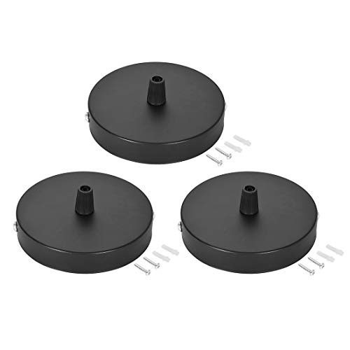 uxcell Retro Light Canopy Kit with Black Cord Grip, Wall Sconce Lamp Plate Fixture, 100mm 3.9Inch Bl