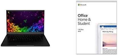 Razer Blade 15 Advanced Model (2019) - NVIDIA GeForce RTX 2070 Max-Q Design - 4K Touch Thin Bezel 15.6 Inch Display - Intel Core i7-8750H - 16GB RAM - 512GB SSD + Microsoft Office Home & Student 2019