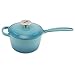 Zelancio Enameled 2-Quart Cast Iron Sauce Pan, Pot with Lid. Perfect as a Bean Pot, Spaghetti Sauce Pot, Barbecue Sauce Pot, or Pasta Sauce Pot, Teal