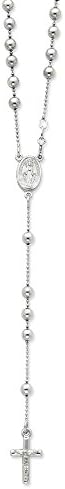 Sterling Silver Polished Rosary Necklace,21