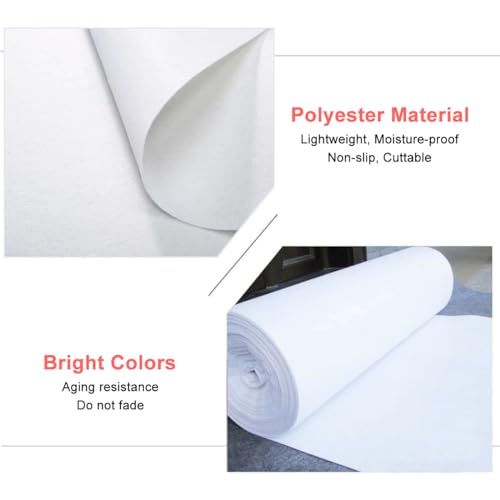 Gdmokle 1 x 10 m White Wedding Rug for Party Church Ceremony 2.5mm Thick Polyester Disposable Roll Carpet for Event