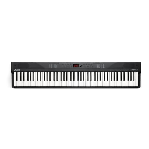 Alesis Piano con Teclado de 88 Teclas con 480 Sonidos, Altavoces, USB MIDI, Bolsa de Transporte, Soporte, Auriculares, Pedal y Lecciones de Piano para Principiantes