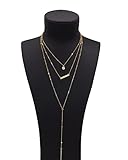 Sundear Golden Layered Lariat Crystal Bar Necklace Coin Choker for Women