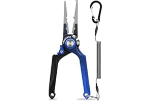TRUSCEND Lockable Handy Fishing Pliers with Innovative Ergonomic Handle, Saltwater Corrosion Resistant Teflon Coated Fishing 