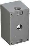 1-Gang Weatherproof Box, Three 1/2 in. Threaded Outlets, Gray