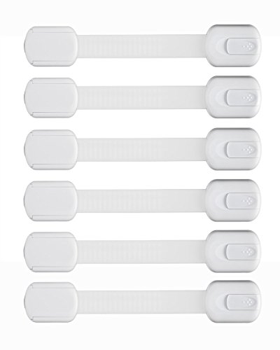 Baby Proofing Child Safety Locks | Best Way To Baby Proof Your Home | Adhesive Safety Latches - For Cabinets, Drawers, Fridge Door - Trash Can, Toilet - 4 Free Extra 3M Adhesives(6 Pack,White)