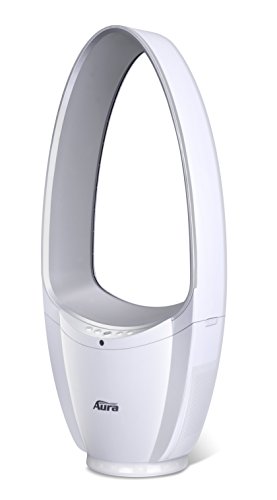 Aura Bladeless Fan, Oscillating Fan, With Decorative LED Light & Remote Control (Silver)