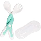 Qshare Baby Utensils Spoons with Travel Safe Case, Toddlers Feeding Training Spoon with Easy Grip and Bendable Function, Perfect Self Feeding Learning Spoons, Set of 2