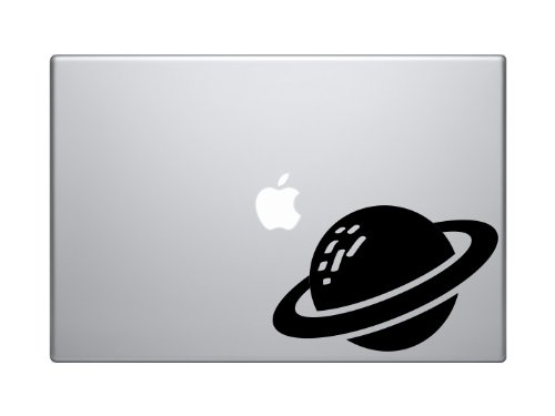Space Icon- Ringed Planet Saturn Toon Extraterrestrial - 5" Black Vinyl Decal Sticker Car Macbook Laptop