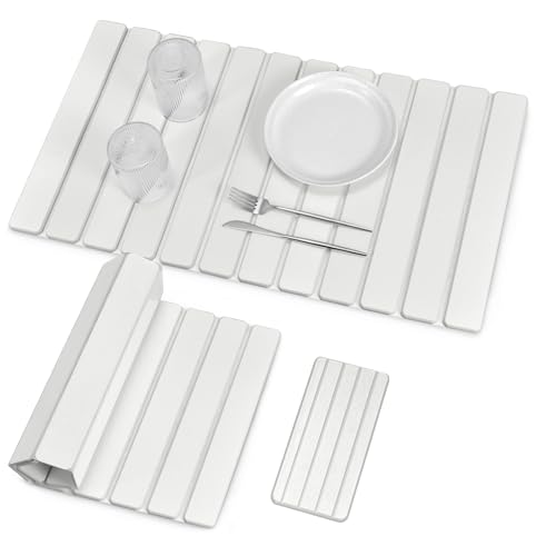 2 PCS Extra Large Stone Dish Drying Mat for Kitchen Counter, Foldable Quick Drying Dish Mats, Super Absorbent Drying Pad, Kitchen Counter Mats for Dishes, Bottles, Cups(White 28"×16" & 8"x4") at Amazon