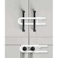 Sliding Cabinet Locks for Child Safety | Baby Proof Your Kitchen, Bathroom, and Storage Doors | Childproof Safety Locks for Knobs and Handles | Easy Install (4 Pack, White)
