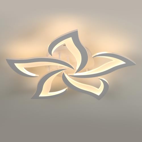 Comely Lampadario LED Soffitto Moderno, 60cm 60W 6750LM Plafoniera LED Soffitto, Fiore Moderna Acrilico Lampada da Soffitto per Camera da Letto, Soggiorno, luce bianca calda 3000K, Bianco