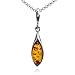 Sterling Silver Amber Marquise Earrings Necklace Set 18 inches