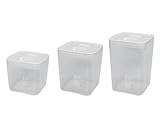 Click Clack Cube Storage Containers Capacity, 1-1/2, 3 and 4-1/2-Quart, White, Set of 3