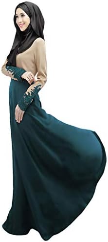 Women's Vintage Striped Kaftan Abaya Muslim Jilbab Maxi Dress, Trumpet Sleeve Abaya Long Robe Gowns Tunic