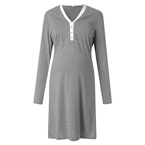 Women's Maternity Nightgowns,Delivery/Labor/Nursing Pregnancy Gown for Hospital Breastfeeding Dress - Thumbnail 2
