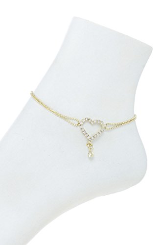 Crystal heart anklet (gold)
