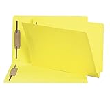 Smead End Tab Fastener File Folder, Shelf-Master Reinforced Straight-Cut Tab, 2 Fasteners, Legal Size, Yellow, 50 per Box (28940)