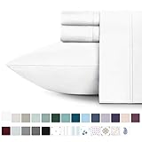 400-Thread-Count 100% Cotton Sheet Pure White Queen-Sheets Set, 4-Piece Long-staple Combed Cotton Best-Bedding Sheets For Bed, Breathable, Soft & Silky Sateen Weave Fits Mattress 16'' Deep Pocket