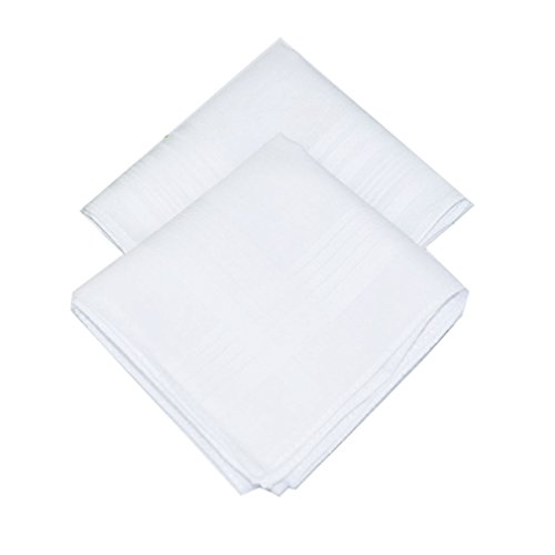 La Closure Mens Solid White 100 percentage Cotton Handkerchiefs Pack Bulk White 6 PCS