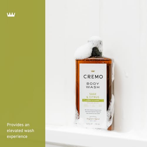 CREMO BODY WASH FOR MEN, RICH-LATHERING SAGE AND CITRUS, 16 FL OZ