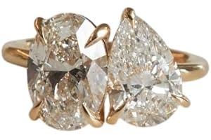 SHAMA JEWELS HUB 5 CT Toi Et Moi Moissanite Ring, Pear And Oval Cut Two Stone Engagement Ring, Double Stone Ring, Promise Rin