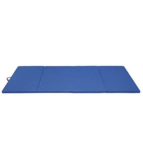 ZENOVA Gymnastics Mat 4'x10' Thick Large Folding Tumbling Gym Panel Crash Mats with Handles Women Home Gym Fitness (Pure Blue) - Thumbnail 4