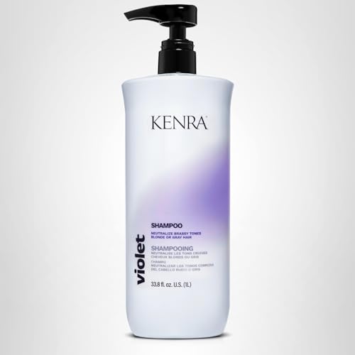 KENRA VIOLET SHAMPOO | ELIMINATES BRASSY TONES | PURPLE PIGMENT + DEPOSIT | NEUTRALIZES YELLOW | MOISTURIZES PROCESSED HAIR | ENHANCES VIBRANCY OF BLONDE OR GRAY HAIR | COLOR SAFE | 33.8 FL. OZ.