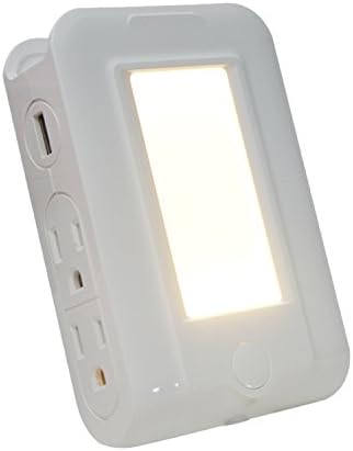 Wall Mount Surge Protector, OOLLWW All In One USB Wall Charger with 4 AC Outlet & 2 USB Charging Ports 3.1A with Soft Yellow Night Light and Phone Holder