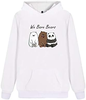 Fkjhkerk We Bare Bears Casual Suitable for Men and Women Crew Neck Short Sleeve Printed Hooded Sweatshirt